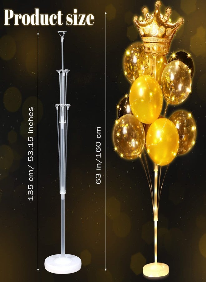 Sosation 2 Set Floor Crown Balloon Stand Kit Includes LED String Lights 42 Balloons 44 Sticks 26 Cups Gold Balloon Column Backdrop Decorations for Birthday Baby Shower Wedding Party - Image 4